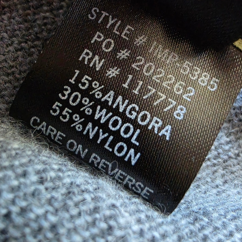 Love Stitch Gray Wool Angora Blend Cowl Neck Poncho Sweater One Size - Picture 4 of 8